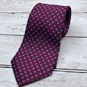 Van Heusen Men's Burgundy Blue Floral Medallion Pattern Necktie Classic Fit